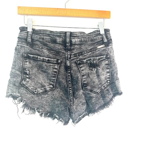 KanCan Black Acid Washed Denim Jean Shorts Medium High-Waist - Picture 2 of 5